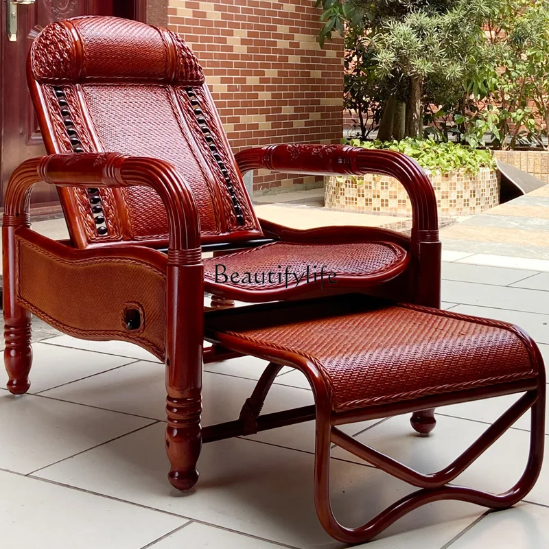 

Home Balcony Summer Sleeping Rattan Woven Rocking Chair Natural Real Rattan