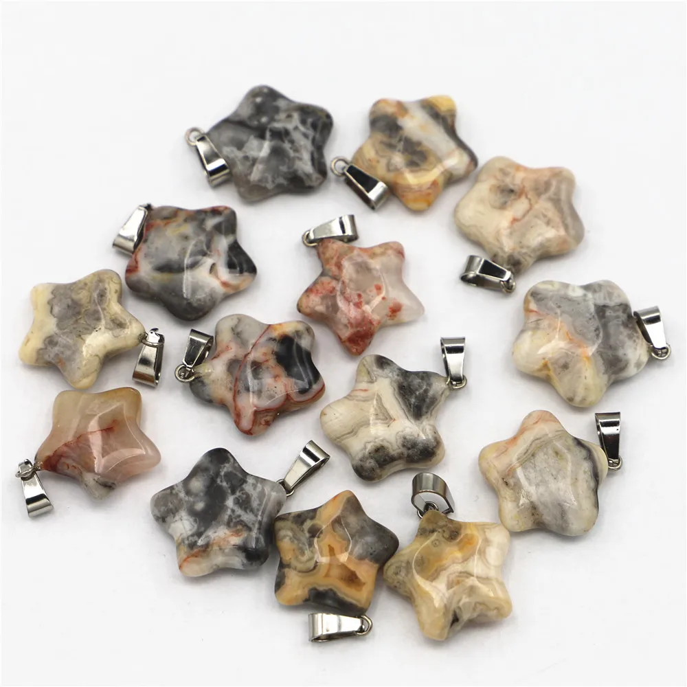 24 Pz/Lotto Nuova Vendita New Natural Onyx Agates Stone Stella A Cinque Punte Reiki Charms Pendenti Creazione Di Gioielli Fai Da Te Spedizione Gratuit