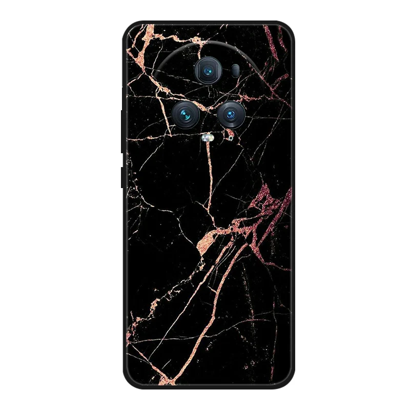 Adorable Cartoon Cat Design Black Silicone Soft Phone Case - Compatible with Honor Magic 5 Pro