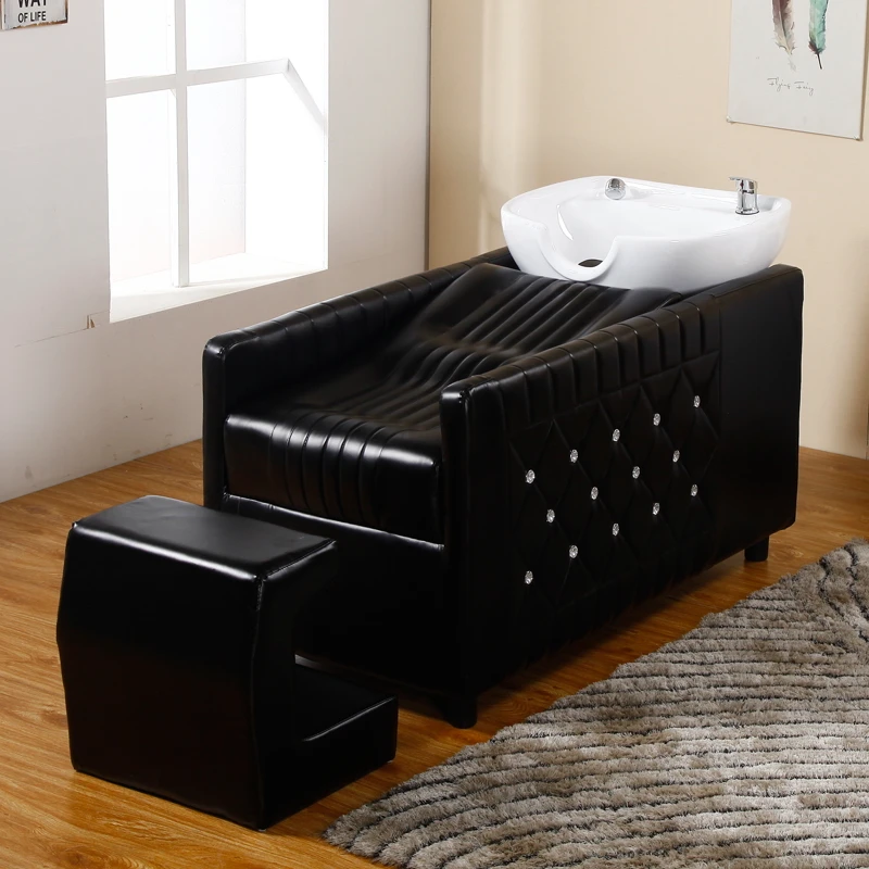 

Luxury Black Shampoo Chair Thai Style Professionals Stylist Hairwash Bed Head Spa Haar Wasch Liege Barber Station Furniture