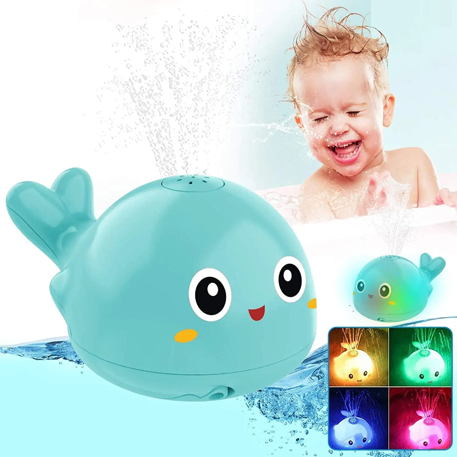 

Baby Bath Toys Light Up Baby Pool Toy with LED Light Whale Spray Water Toy for Toddlers Kids Induction Sprinkler Bathtub Toys