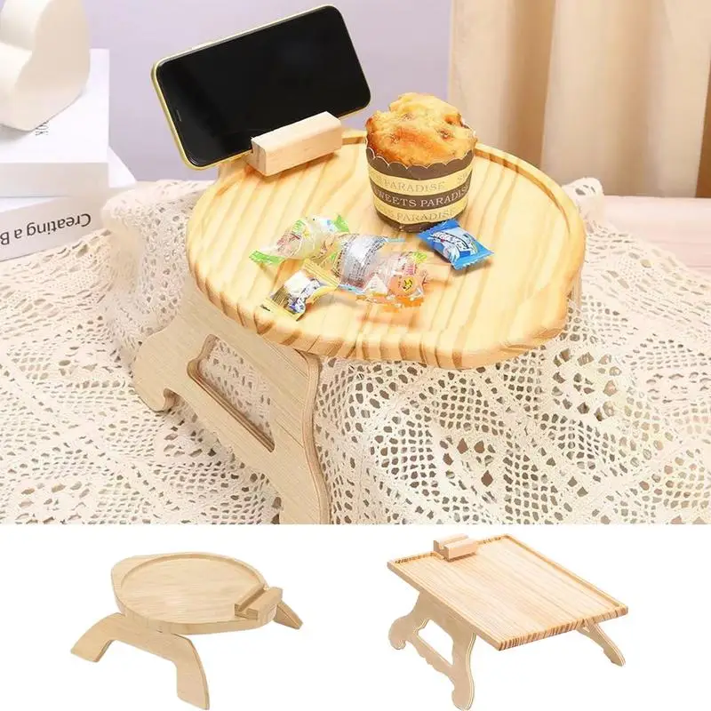 

Sofa Armrest Tray With 360-degree Rotating Phone Holder Multifunctional Space Saver Sofa Storage Tray Table for snacks Drinks