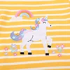 Jumping Meters 2-7T Unicorn Girls T Shirts Summer Children's Clothing Striped Short Sleeve Kids Tees Tops Baby Clothes Shirt 5