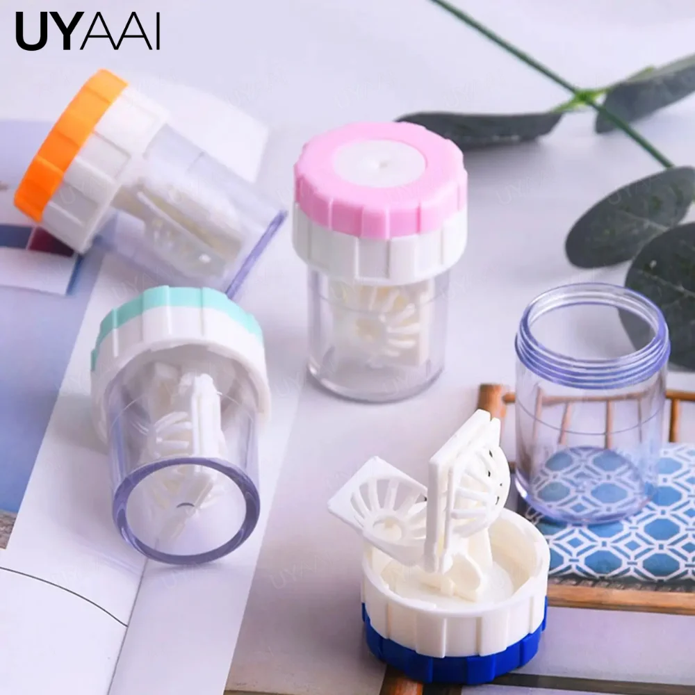 1PC Contact Lenses Cleaner Device Manually Portable Contact Lens Beauty Pupil Storage Cleaning Container Tools