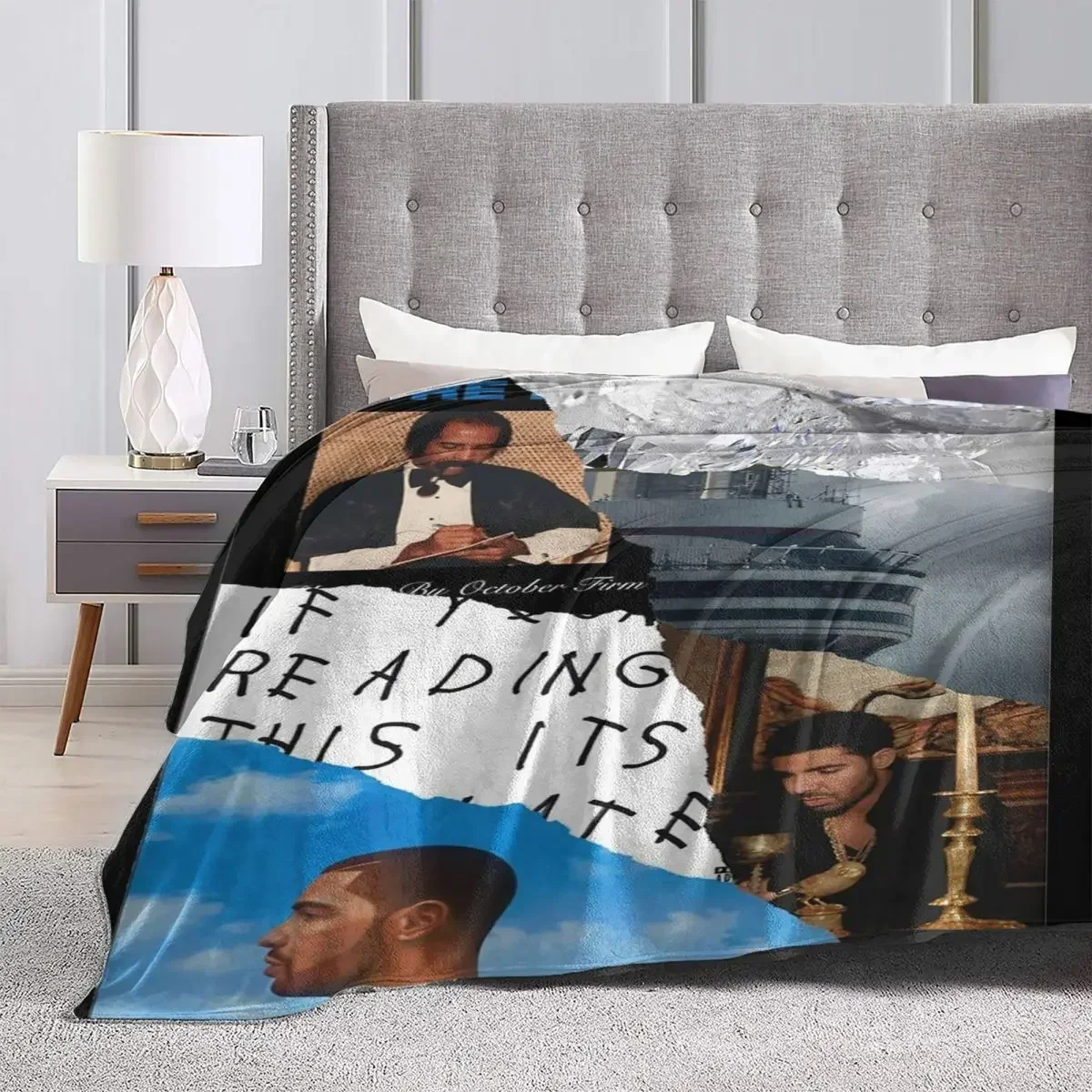 Manta de Collage Drake para el hogar, manta de franela súper suave para dormitorio, álbumes cómodos, rapero decorativo, Drakes, 6
