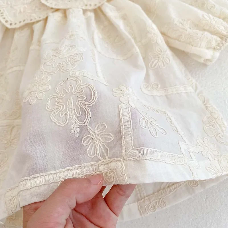 Autumn Baby Girls Embroidered Long Sleeve Infant Bodysuit