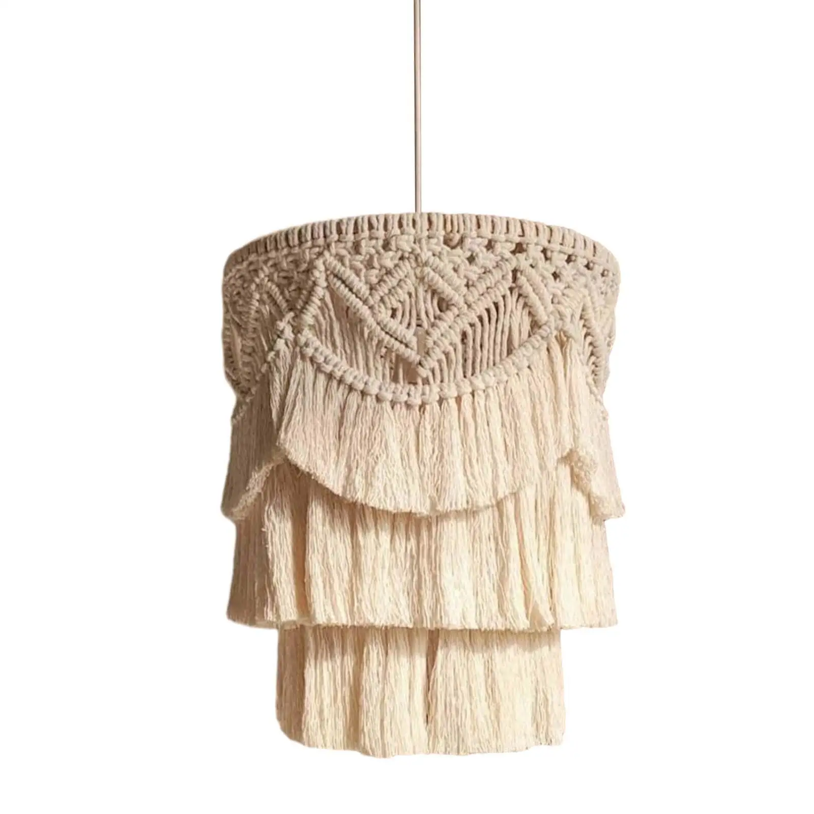 Macrame Lamp Shade Weaving Portable Nordic Design Fixture Chandelier Shade for Dorm Office Dining Room Hotel Restaurant