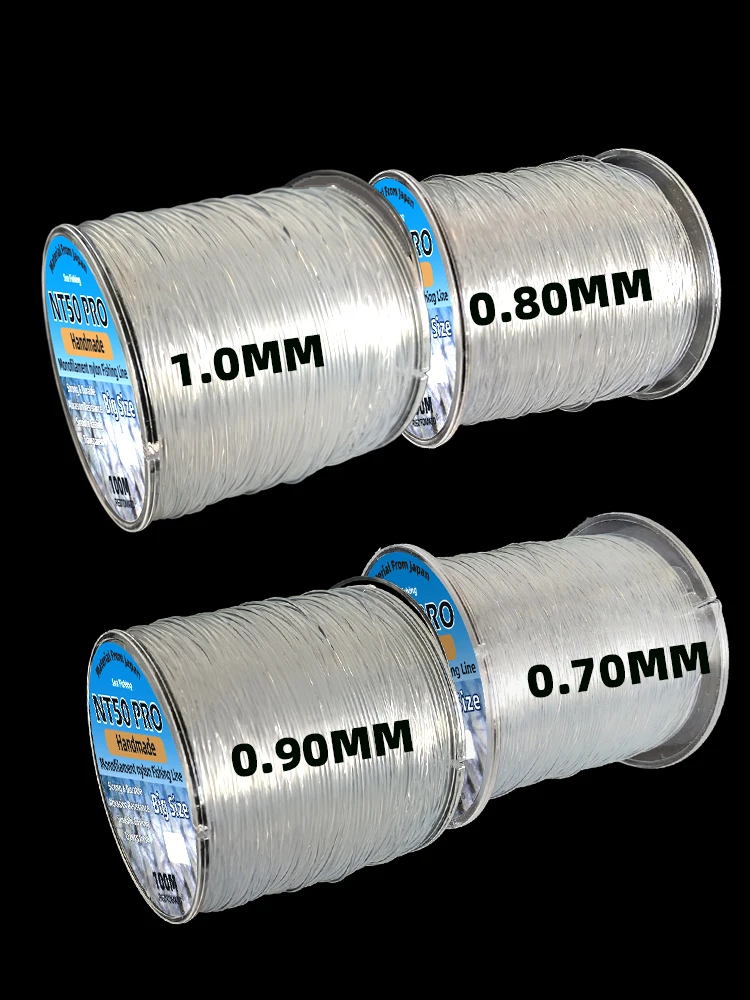 100 m superstarke Angelschnüre, 0,7/0,8/0,9/1,0 mm, hohe Abriebfestigkeit, unterer Speicher, Monofilament-Nylon-Angelschnur – Detail 1
