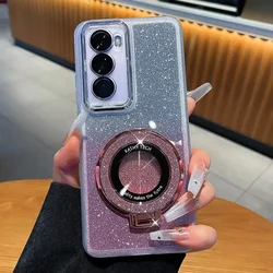 Custodia per telefono con supporto e portanello in glitter