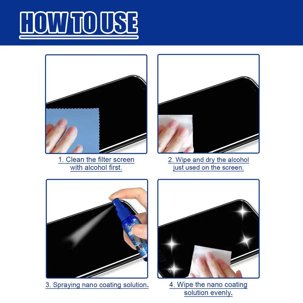 Screen Cleaner Spray Kit Microfiber Cloth Anti-Fingerprint Polish Coating for Phone Tablet Camera Screen Cleaning Protection