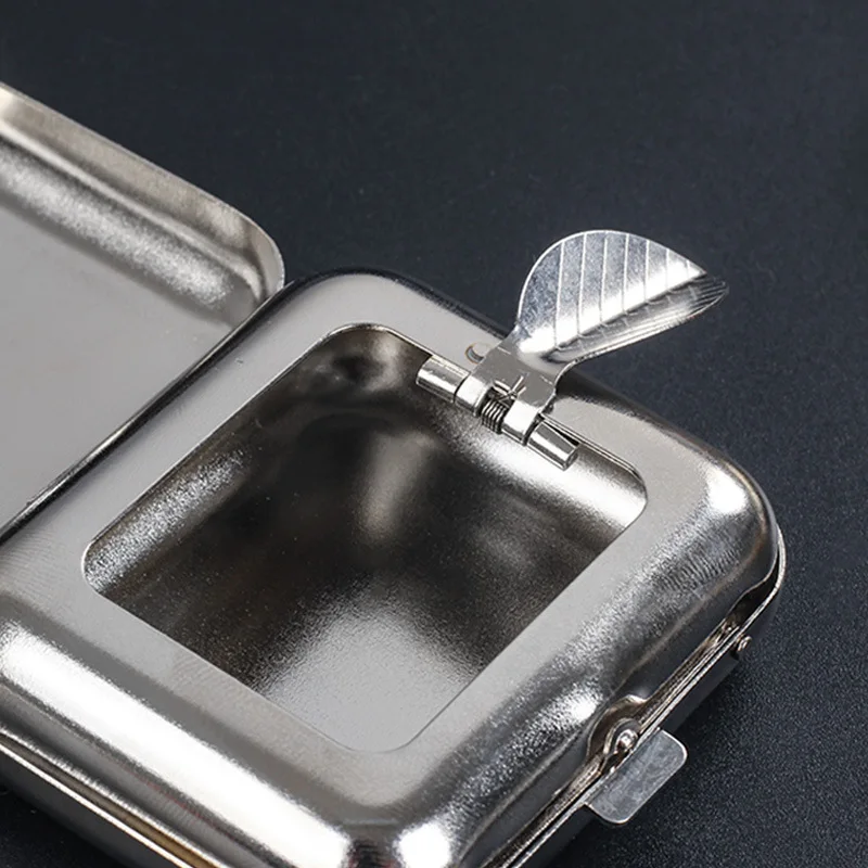 Portable Ashtray 1pc Metal Pocket Ashtray Windproof Ashtray With Lid Stainless Steel Car Ash Tray For Car car ashtray portable ashtray