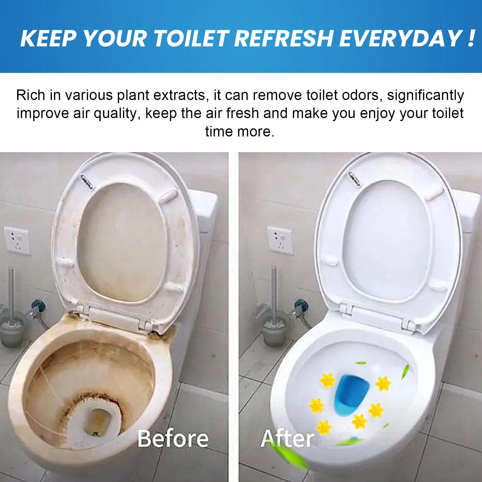 Toilet Flower Cleaner Toilet Deodorizer Odor Cleaning urine stain cleaning cleaner for Home Fragrance Freshener
