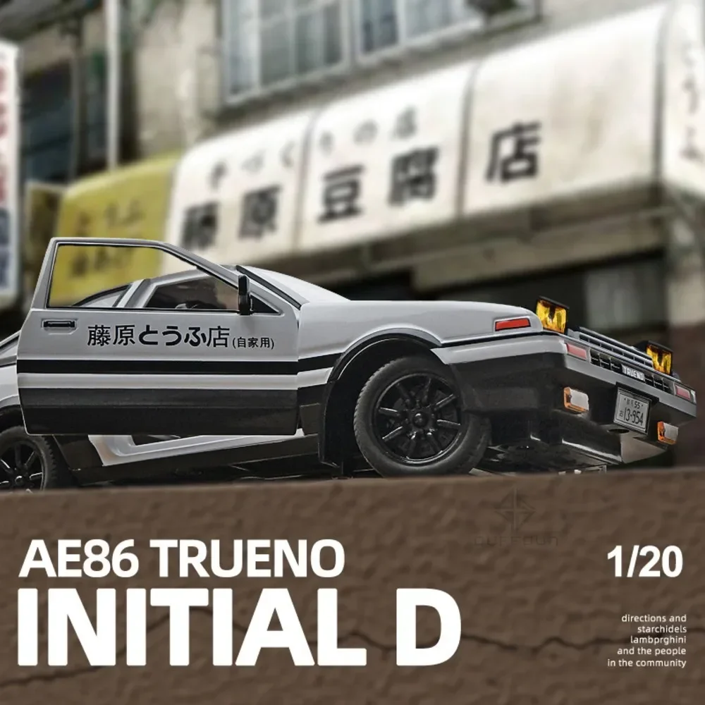 1:24 Initial D Toyota Trueno AE86 Alloy Diecast Car Model Sports Car Toys For Kids Adults Pull Back Vehicles Toy Cars Black Hood 2