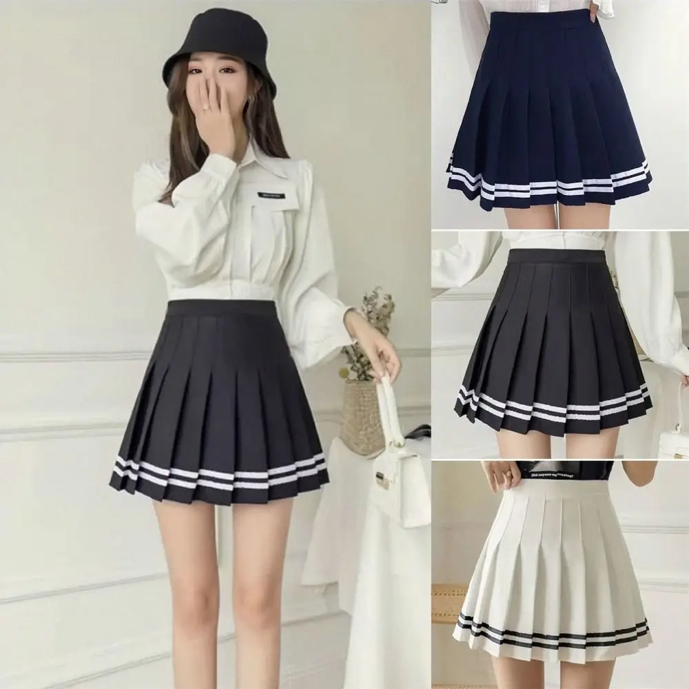 

Korean Style High Waist Mini Skirt Women Punk Skirt Fashion JK Black Pleated Skirts Gothic Streetwear Vintage