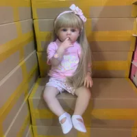 Silicone Reborn Toddler 60cm Doll Toy For Girl Lifelike Vinyl Princess Baby With Cloth Body Bebe Birthday Gift Dress Up Boneca 1