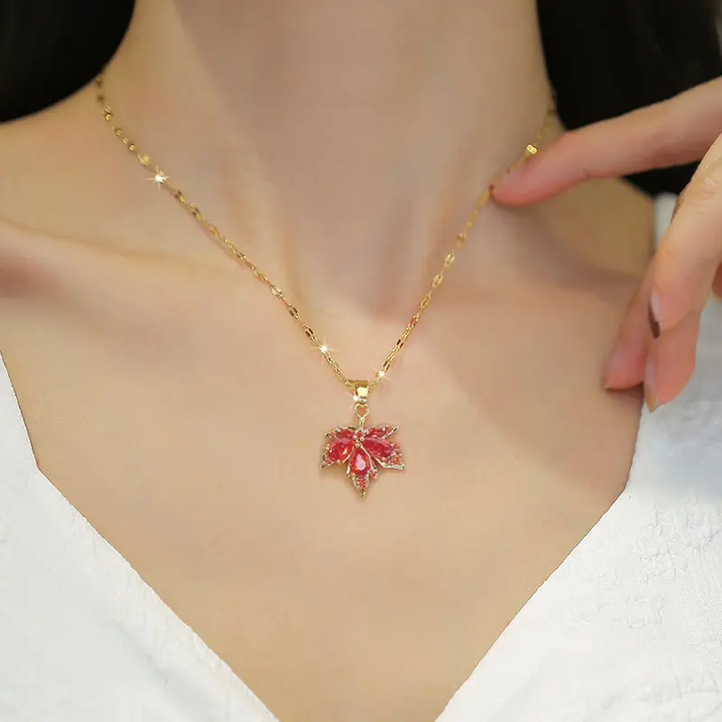 Exquisite Micro Inlaid Zircon Butterfly Tassel Necklace For Women Stainless Steel Moon Butterfly Flower Clavicle Choker Jewelry - Image 6