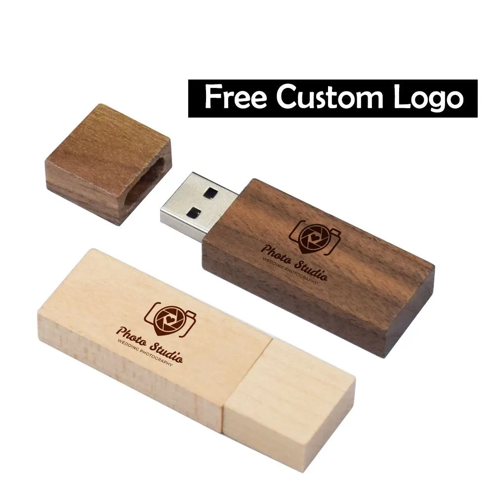10개/세트 나무상자 USB 2.0 플래시 드라이브 128GB 무료 맞춤형 로고 펜 드라이브 64GB 고속 메모리 스틱 32GB 16GB 8GB 4GB