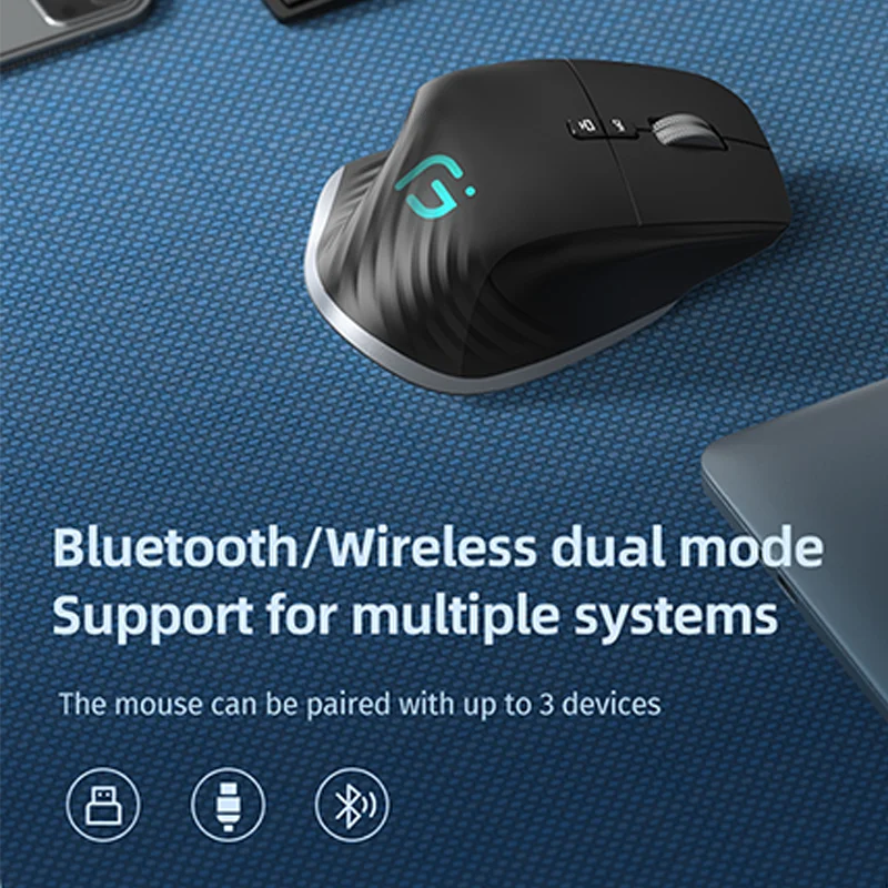 tipo c Mouse sem Fio Recarregável Bluetooth Silencioso Ergonômico Computador Velocidade Dpi para Tablet Macbook ar Portátil Gaming Office - Imagem 3