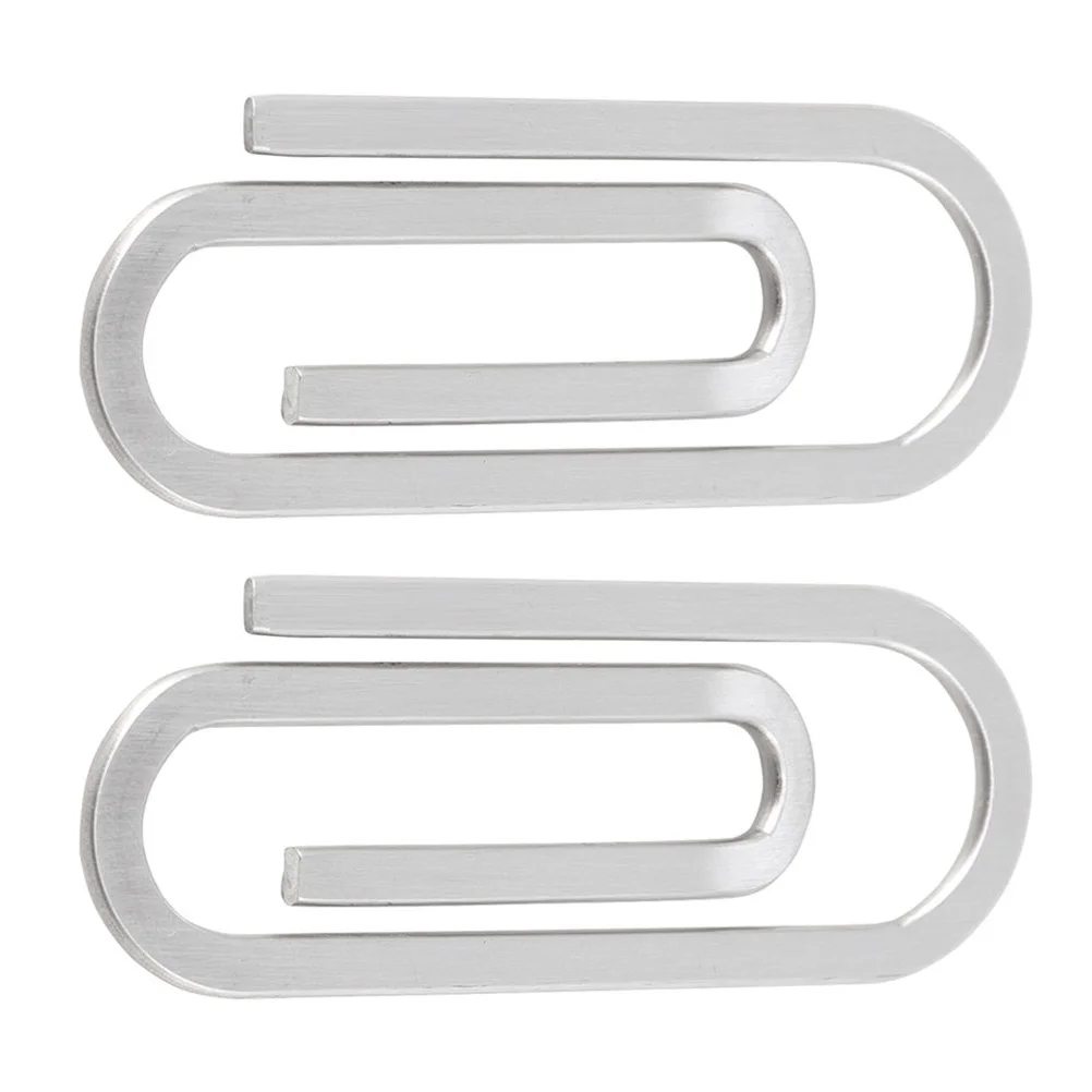 

2 Pcs Book Clip Clip Money Office Accessories Clips Fixing Clamp Simple Supplies File Holder Stainless Steel Man Bills