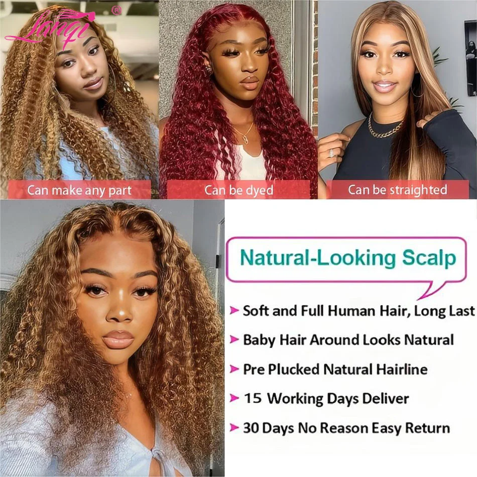 250 Density Highlight Curly 13x4 Lace Front Wig Human Hair P4/27 Deep Wave Lace Frontal Wig Soft Fashions Human Hair Wigs