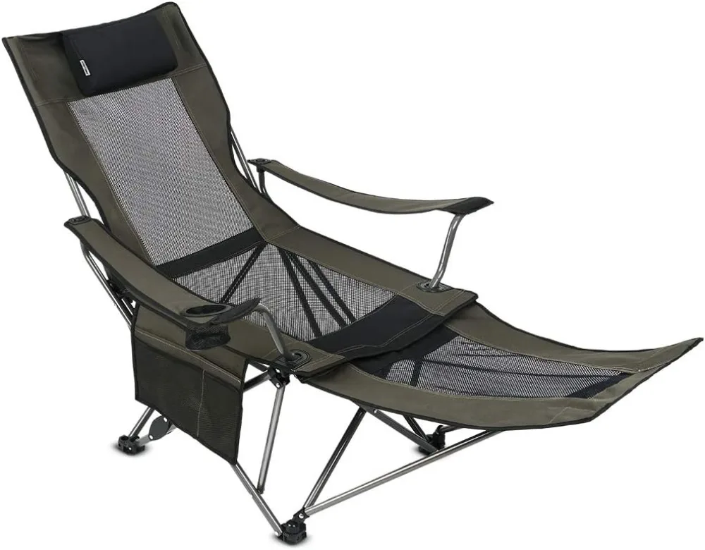 

OUTDOOR Folding Chair LIVING SUNTIME Camping Folding Portable Mesh Chair with Removabel Footrest