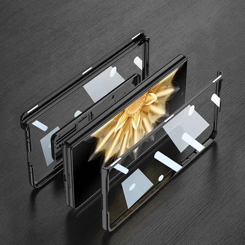 Luxury Plating Transparent Case for Honor Magic V2 Magnetic Hinge Outer Screen G