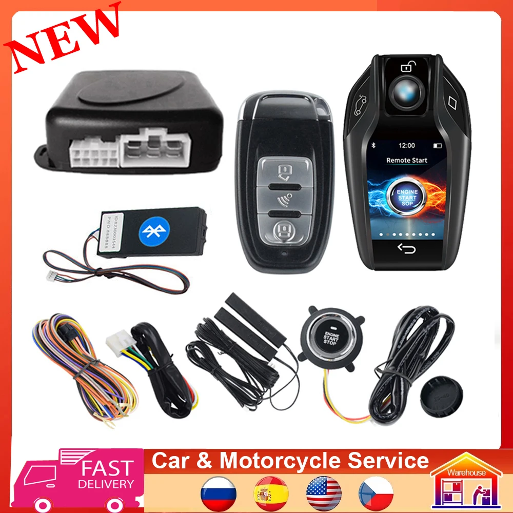 New Remote Start Stop Engine Car Keyless Entry Start for Cars LCD Smart ...