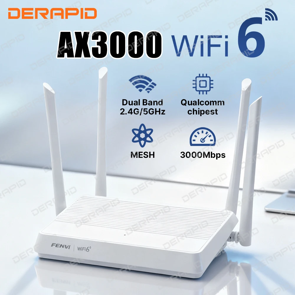 FENVI AX3000 WiFi 6 Mesh Tekrarlayıcı Kablosuz Menzil Genişletici 2.4G/5GHz 4 Yüksek Kazançlı Antenler Ev için Gigabit Sinyal Amplifikatörü