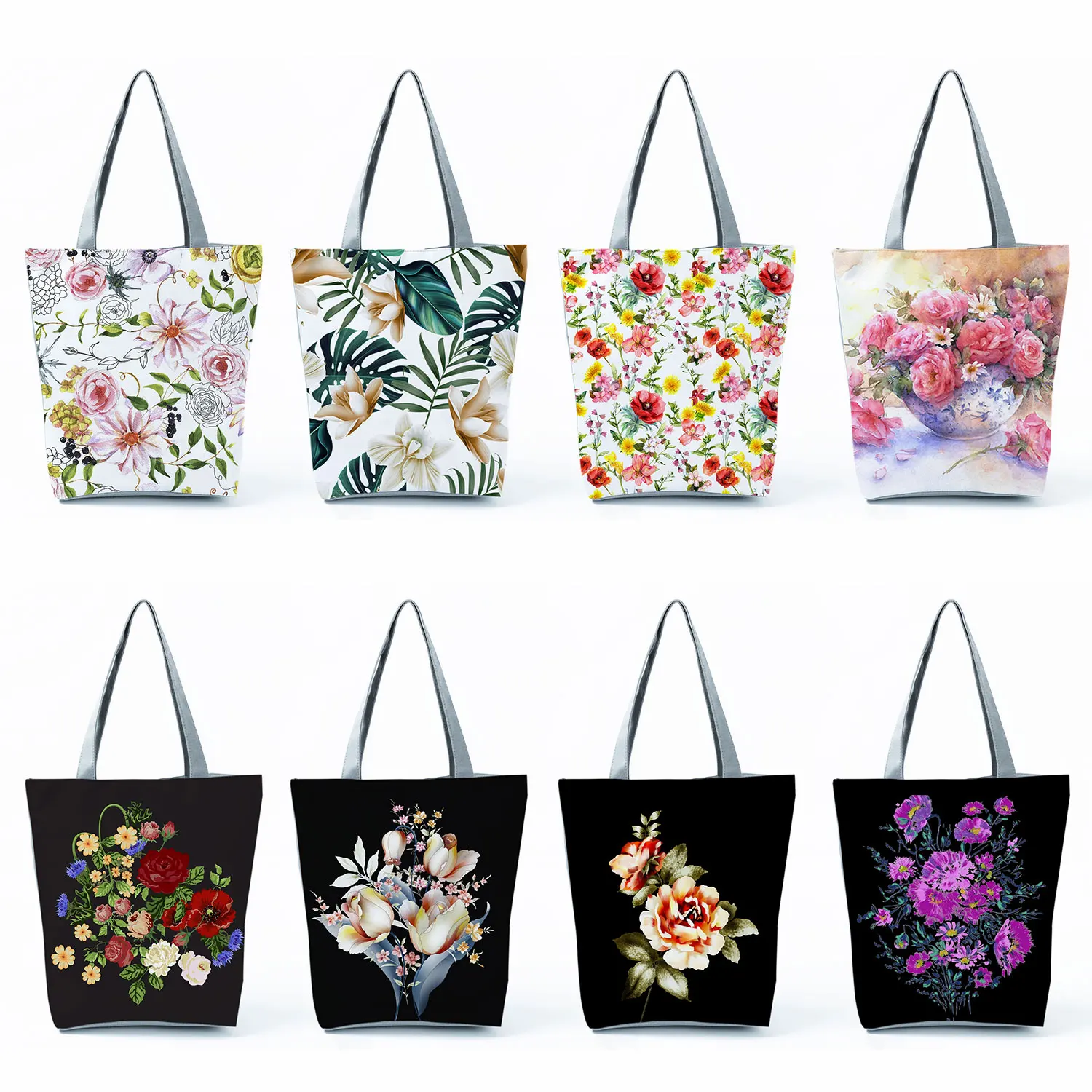 

Travel Beach Tote Lady Shoulder Bags Women Ladies Big Shopping Bags Plant Floral Print Handbags Outdoor Foldable Female Casual