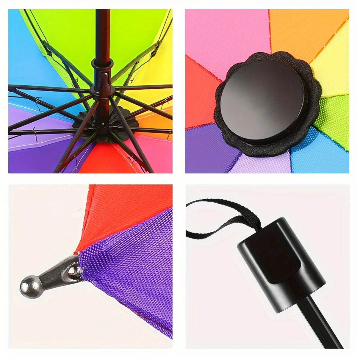 Windproof Foldable Umbrella Women Men Manual Popular Rainbow Three Folding Umbrella Adults Children Strong Resistant Umbrella