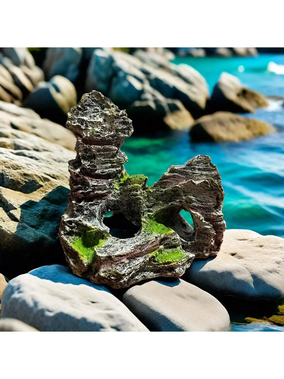 1pc Miniature Artificial Mountain Aquarium Decoration-Resin Stone For Small Fish Tank, ABS Aquarium Accessories