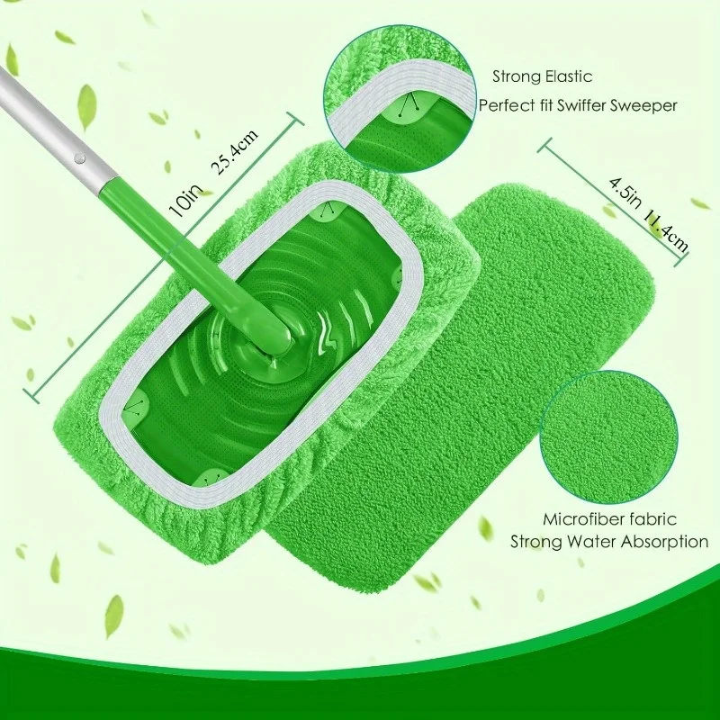 Reusable Ultra Fine Fiber Mop Replacement Pads Super Water Absorbent Lint Free Strong Adhesion Fit Standard Mops 3