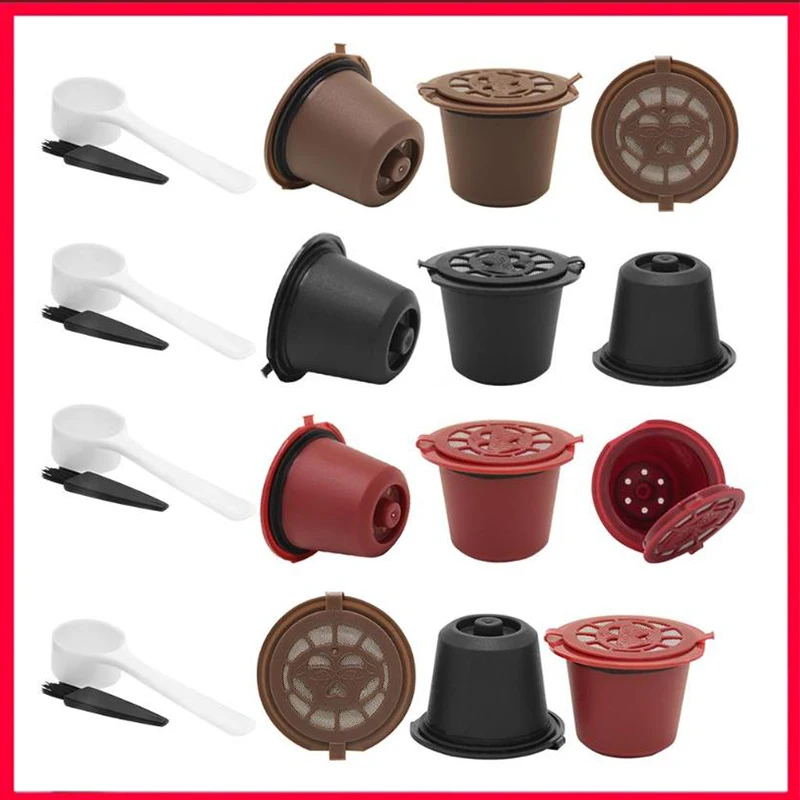 Refillable Reusable Coffee Capsules with Spoon Filter Pod (3-Pack)