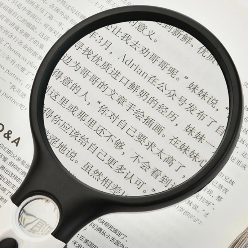Hot Selling Black and White 6903 Portable 3LED Dual Lens Portable Glass Magnifying Glass with Practical  Identification