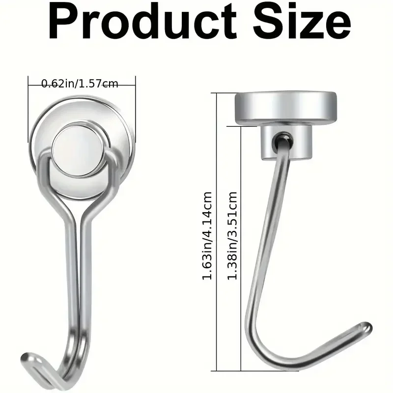 Magnetic Swivel Hooks - Heavy Duty Set of 6 for Home and Kitchen Organization