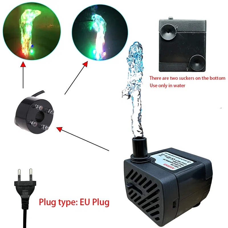 220V 3W ขนาดเล็กเงียบ Submersible Pump Aquarium fish tank Fountain LED ปั๊ม EU ปั๊มสูบน้ํา aeration ปั๊มชุดเครื่องประดับ 1