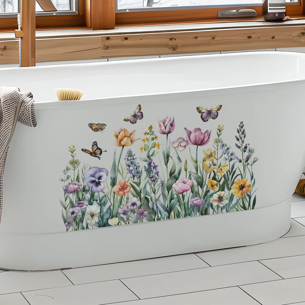 Plant Flower Decorative Mirrors Child Wall Stickers for Girl Room Decoration Bathroom Decoration Adhesive Wallpaper Wall Decor