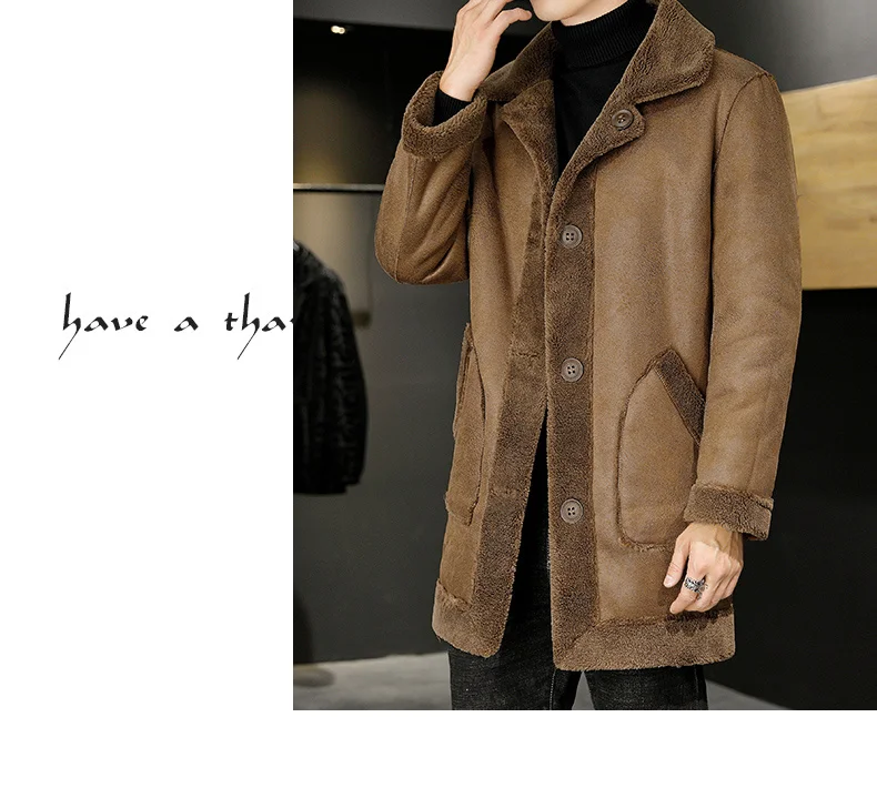 S43d641faff4544d3b86830354bd0a4697 Double -sided Wear Winter Jacket Men Granular Velvet Splicing Slim Abrigo Largo Hombre Solid Color Coat Long Warm Jacket Mallzona
