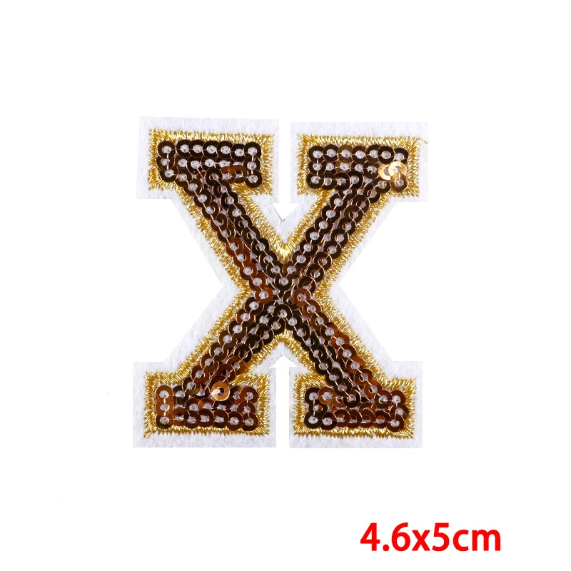 26 englisch Buchstaben Patch Goldenen brief stickerei Patch Brief Eisen Auf Patches Für Kleidung Gold Rand Chenille Patch Abzeichen DIY – Detail 26
