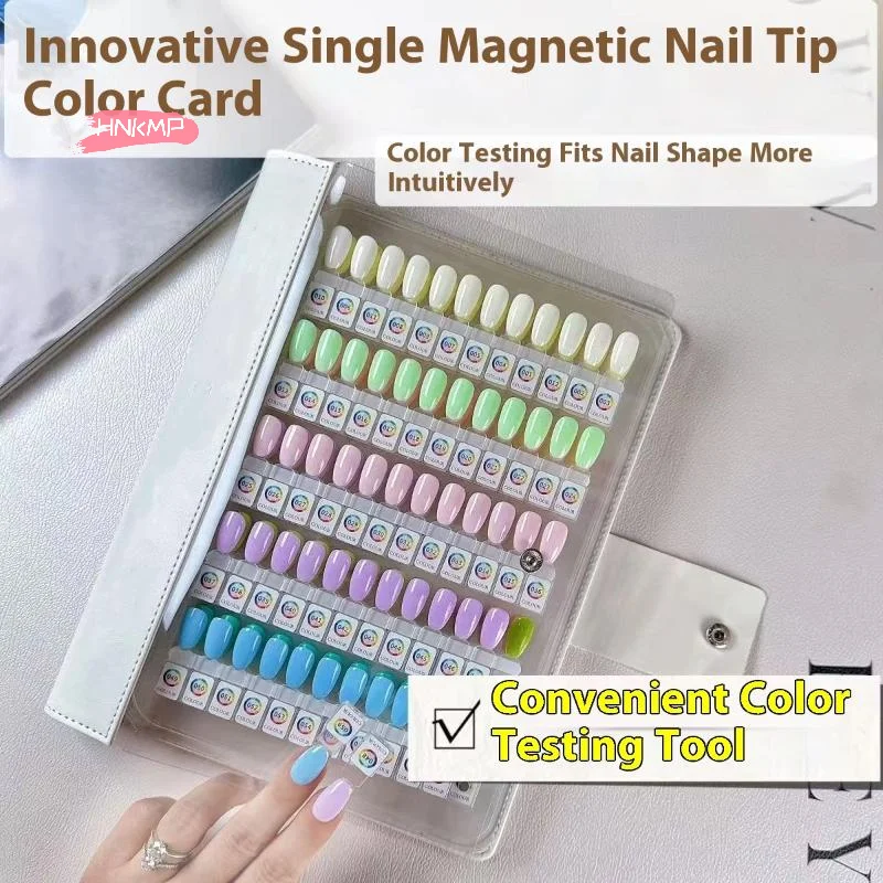 Magnetic Tips Nail Art Swatch Book-48/96/144/192 Colors Large Acrylic Works Display Manicure Color Test Storage Card