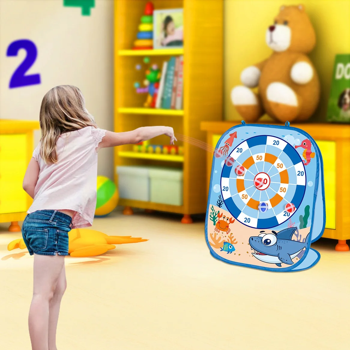 Toy Sports Double Sided Dart Board for Kids Bean Bag Toss Game 3 in 1 Portable Throw Ball Sport Game Best Gift for Kid B 6