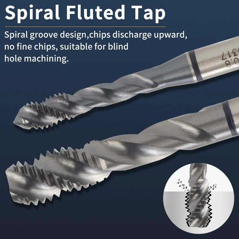 Black Ring CPM Spiral Fluted Tap Pointed M3 M4 M5 M6 M8 M10 M12 Machine Screw Thread Taps For HRC38°