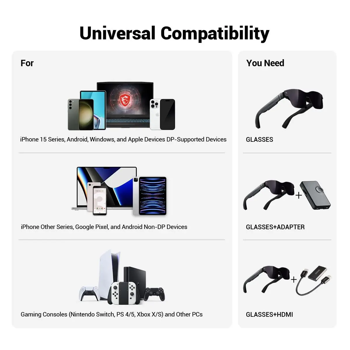 RayNeo Air 2 AR Glasses Smart Glasses with 201" Micro OLED Display 1080P for Phones Laptop Switch PS5 XBOX