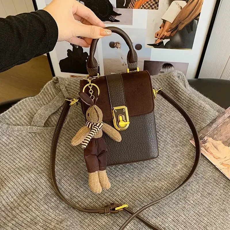 

PU Leather Buckle Shoulder Bag for Women Advanced Retro Small Bag New Women Hand Bag Popular Crossbody Bags Handheld Square Bags