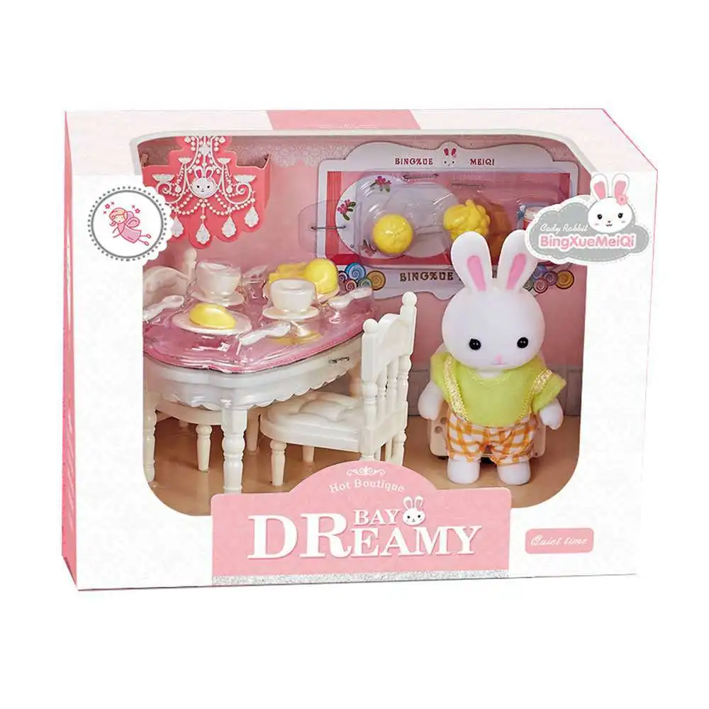 Rabbit Toy Little Rabbit Dress Girl Cute Simulation Scene Toy Playing House Children's Birthday Gift Indoor Parent-child Interaction