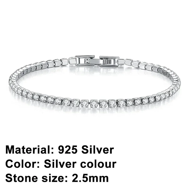 925 Sterling Silver Rose Gold Tennis Bracelet Sparkling Crystal Cubic Zirconia Hip-Hop Luxury Women's Jewelry Surprise Gift