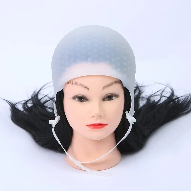 1 Pc Silicone Cap with Needle Silicone Hair Highlights Cap Needle Reusable Hair Coloring Cap Hair Dye Hat Hairstyling Tools