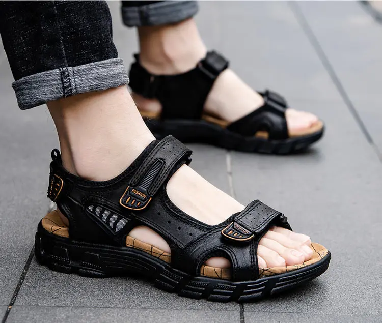 Leather Brand Classic Summer Men's Outdoor Leisure Beach Light Sandals Fashion Sports Shoes Large 46_voghion.com