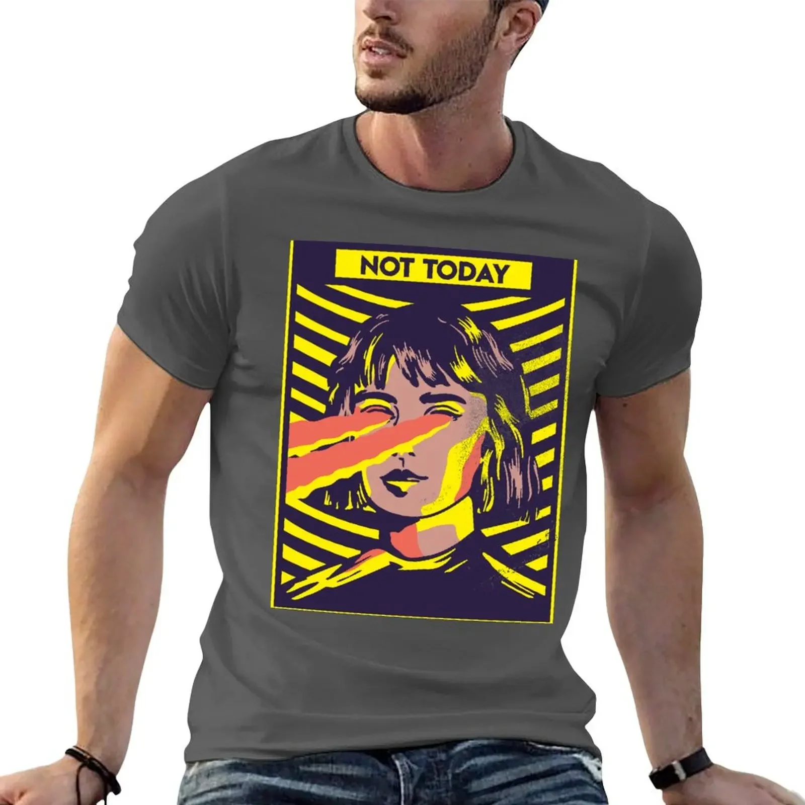 

Not Today Laser Eyes T-shirt anime hippie clothes heavyweights mens plain t shirts