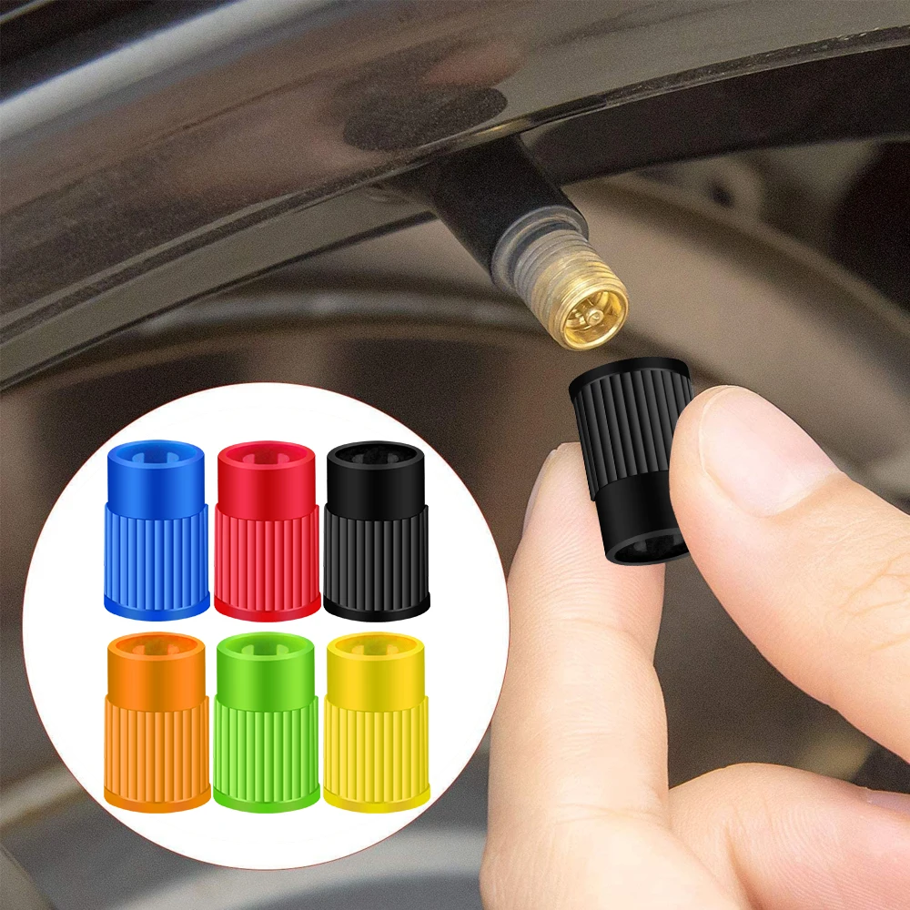Universal Tire Valve Caps with Core Remover Tool - Durable Plastic Dust Protection